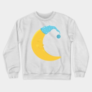 Sleeping Moon, Yellow Moon, Cute Moon, Nightcap Crewneck Sweatshirt